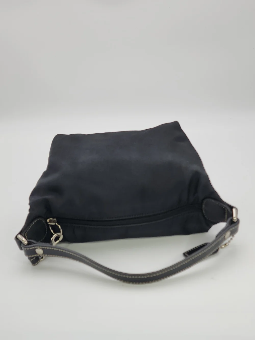 Vintage COACH Black Nylon Demi Mini Hobo Bag with Leather Trim